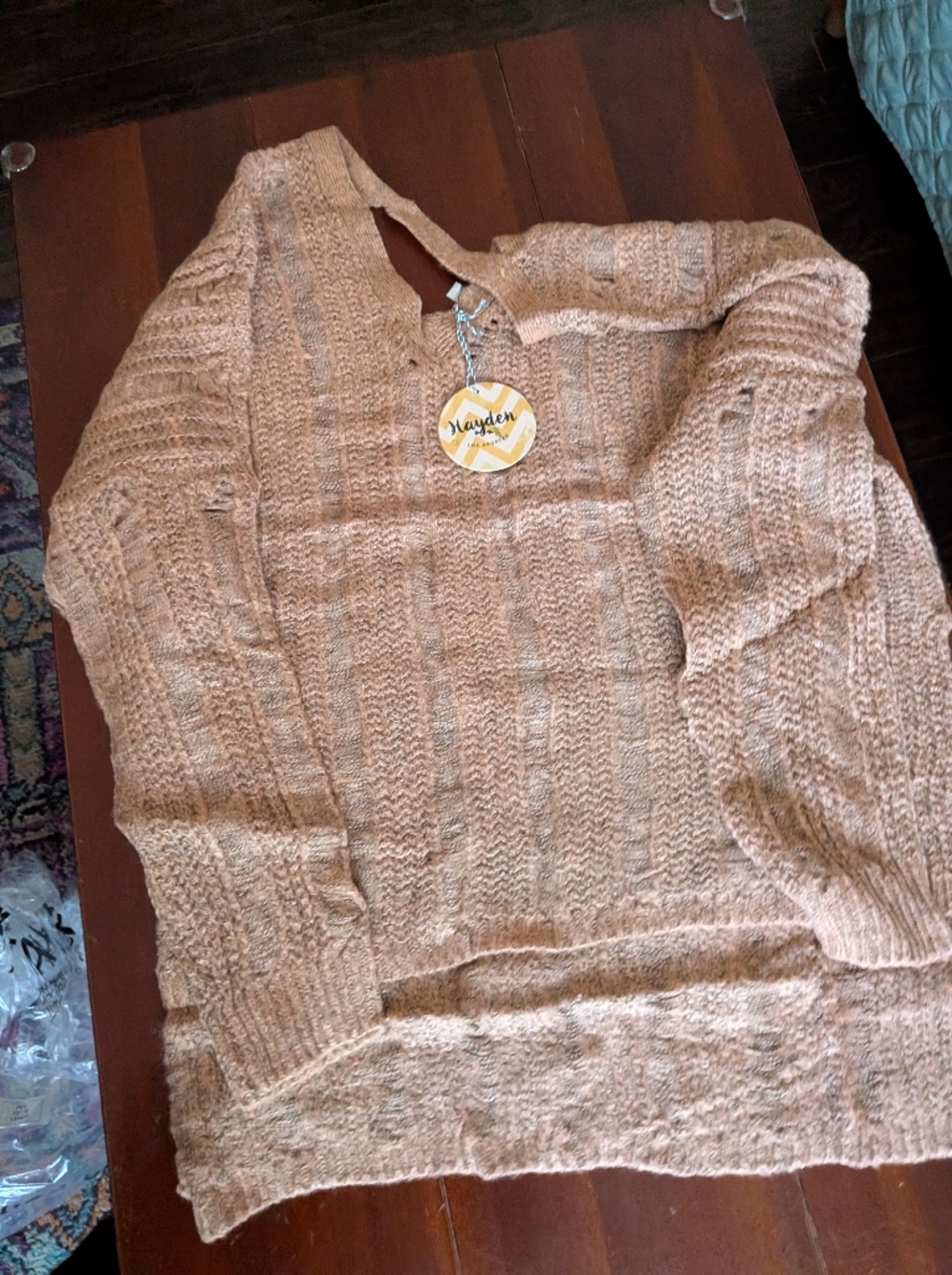 Hayden Open-Weave Scoop Neck Sweater in Cream